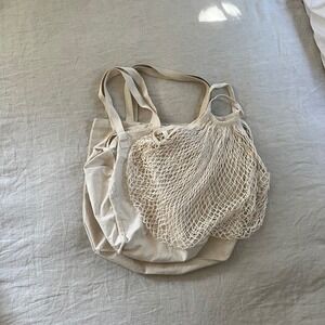 Reusable Cotton & Mesh Shopping Totes‎